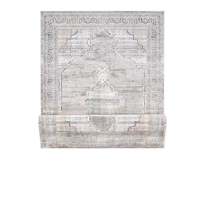Bowman 06 Medallion Distressed Area Rug - Gray & Ivory