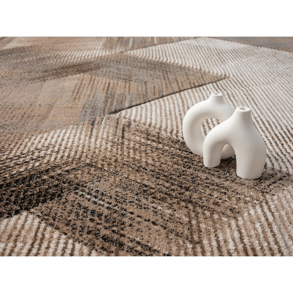 Alexia 04 Geometric Area Rug – Brown, Taupe & Cream