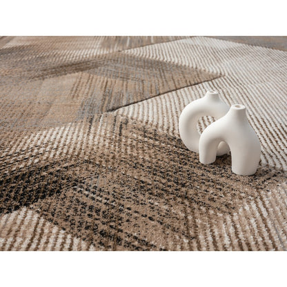 Alexia 04 Geometric Area Rug – Brown, Taupe & Cream