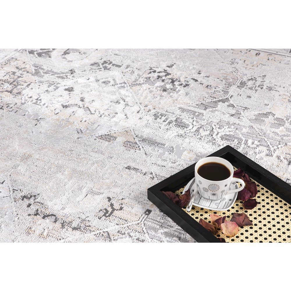 Bowman 08 Vintage Transitional Area Rug - Gray, Ivory & Beige