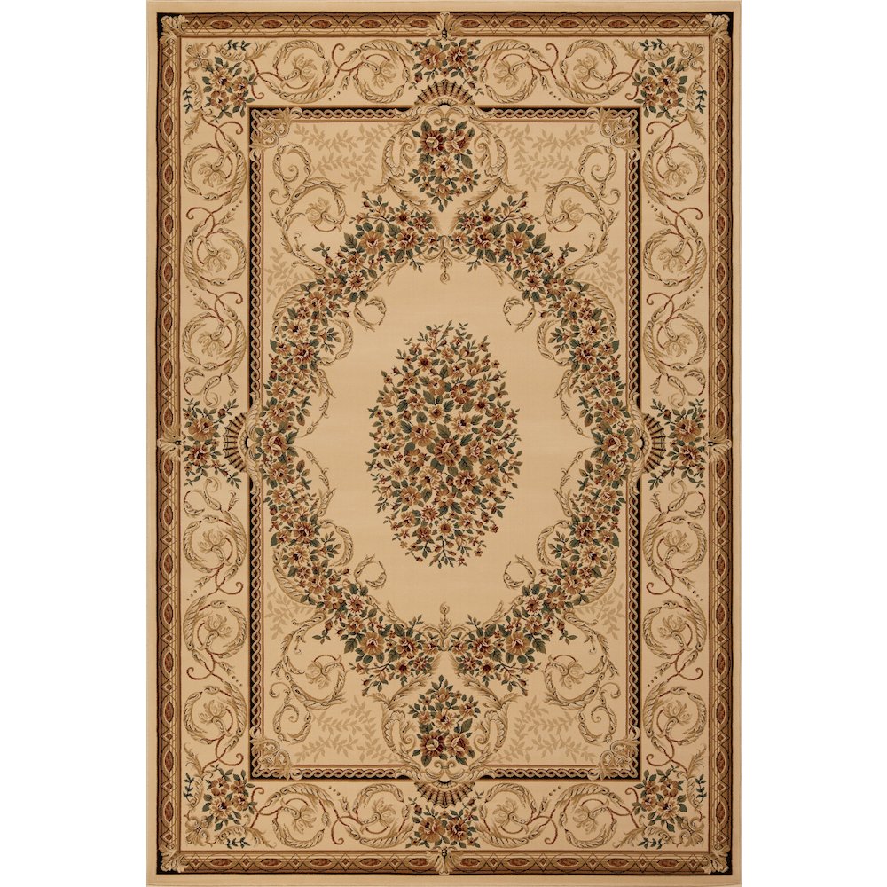 Aubusson 01 Traditional Medallion Area Rug – Beige