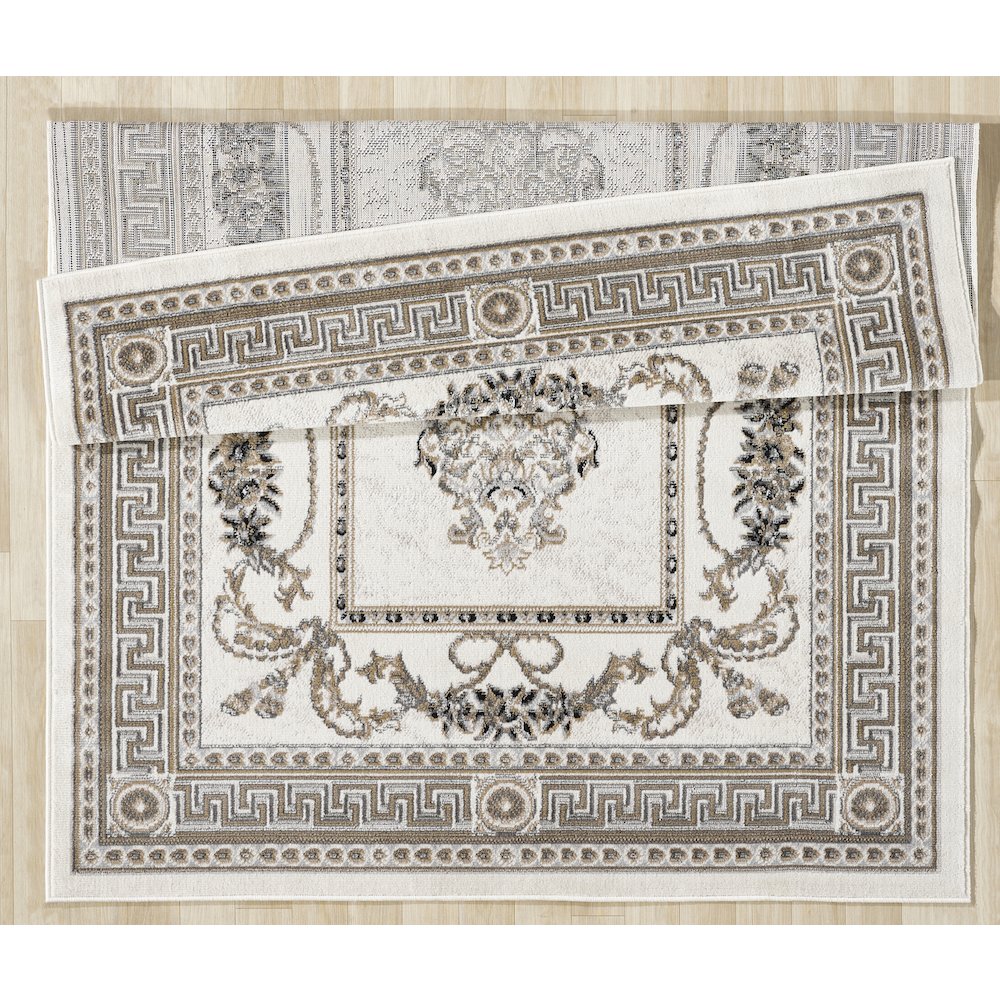 Atlas 01 Traditional Medallion Ivory & Brown Area Rug