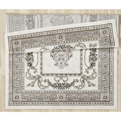 Atlas 01 Traditional Medallion Ivory & Brown Area Rug
