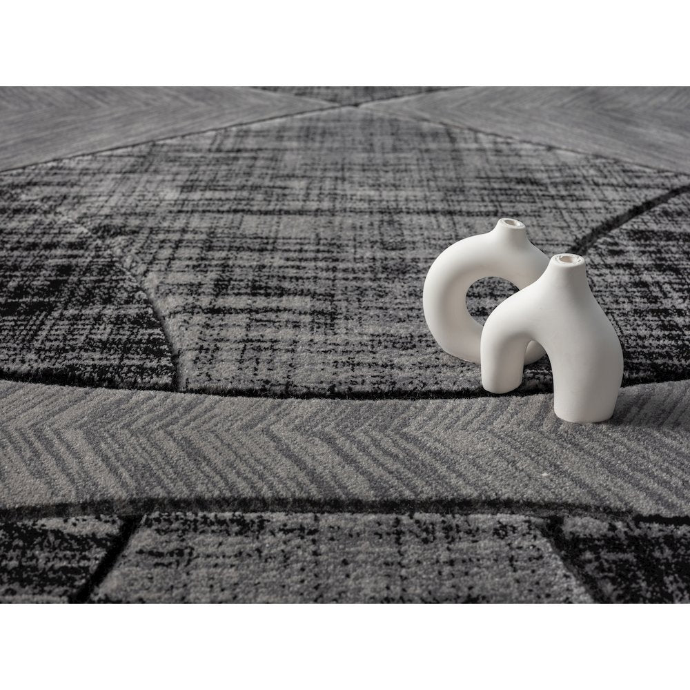 Alexia 09 Modern Geometric Area Rug – Gray & Charcoal