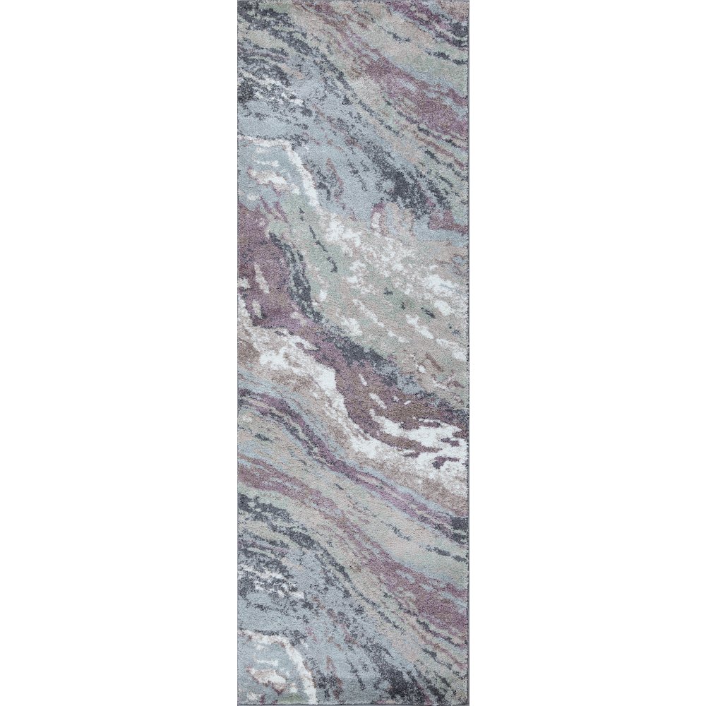 Artemis 01 Abstract Marble Runner Rug – Gray / Blush