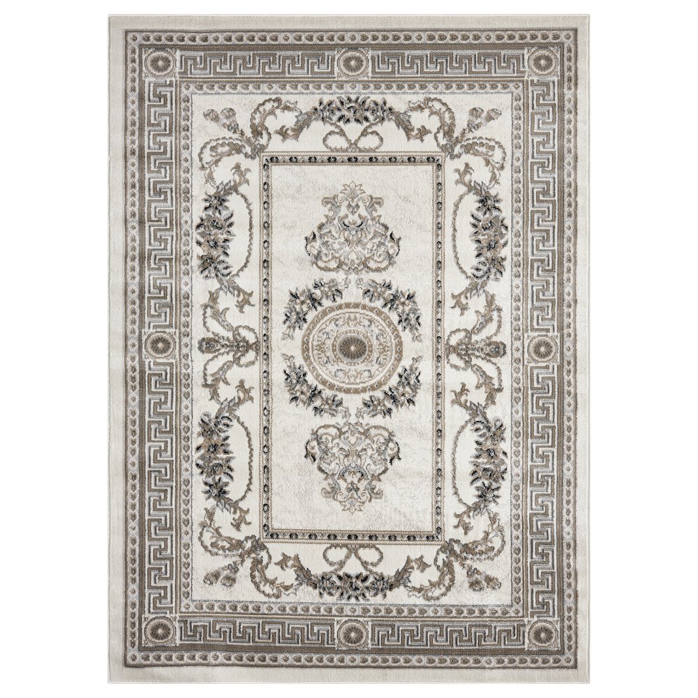 Atlas 01 Traditional Medallion Ivory & Brown Area Rug