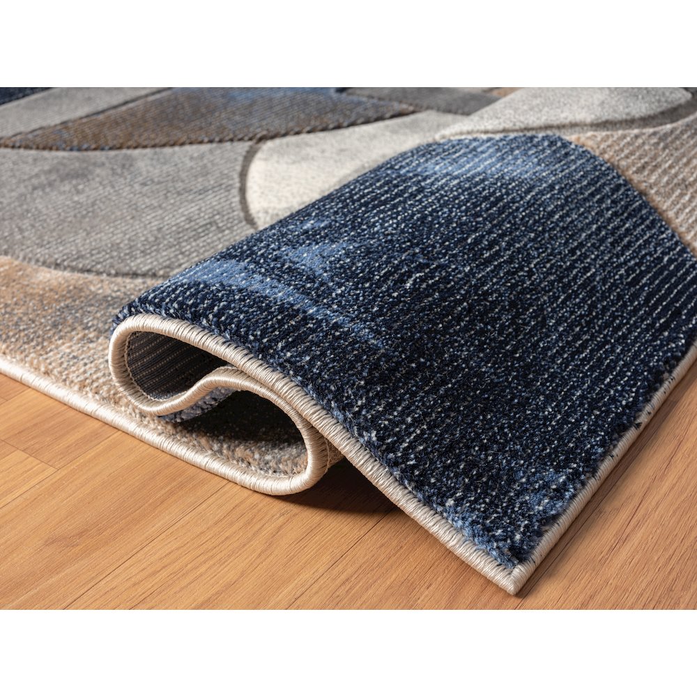 Alexia 02 Circular Abstract Area Rug – Beige, Navy & Gray