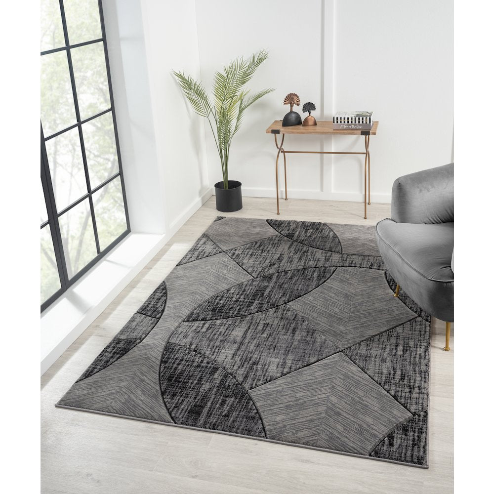 Alexia 09 Modern Geometric Area Rug – Gray & Charcoal