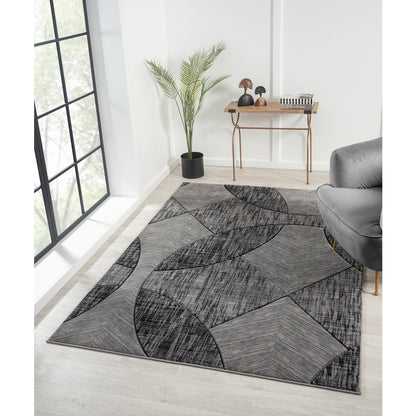 Alexia 09 Modern Geometric Area Rug – Gray & Charcoal