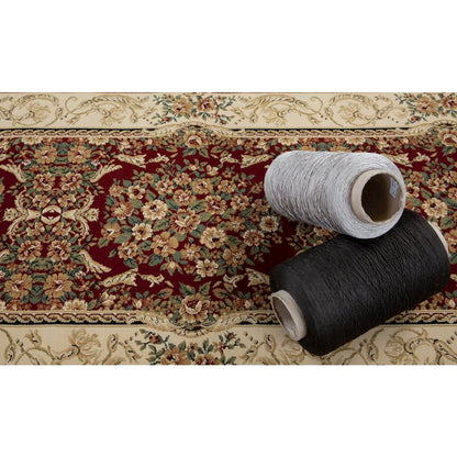 Aubusson 01 Traditional Medallion Runner Rug – Burgundy/ Beige