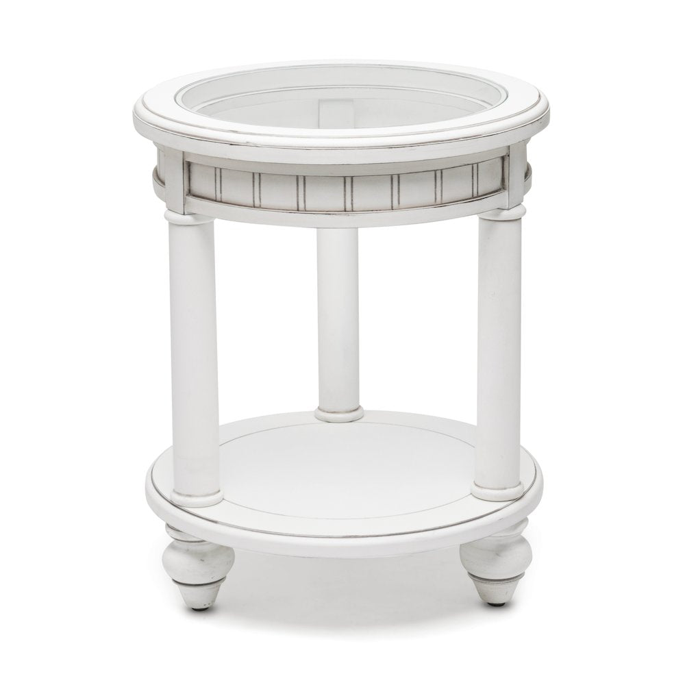 Monaco Round End Table with Pelican Insert, White