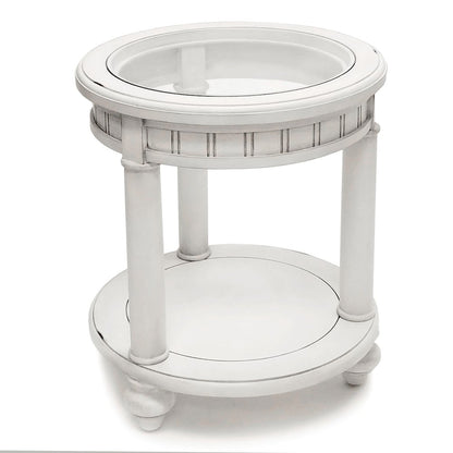 Monaco Round End Table with Pelican Insert, White
