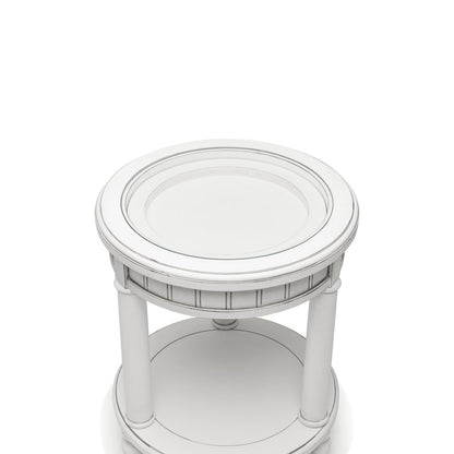 Monaco Round End Table with Pelican Insert, White