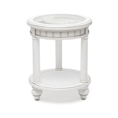 Monaco Round End Table with Pelican Insert, White