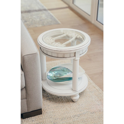 Monaco Round End Table with Pelican Insert, White