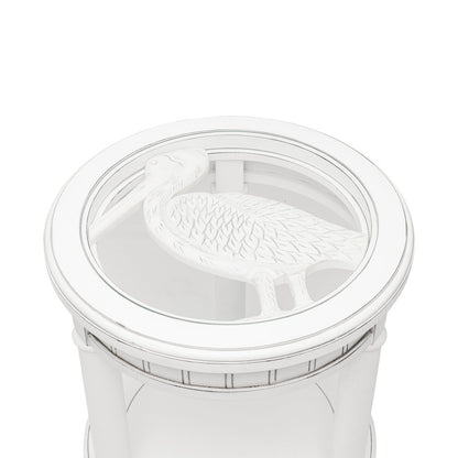 Monaco Round End Table with Tray Insert, White