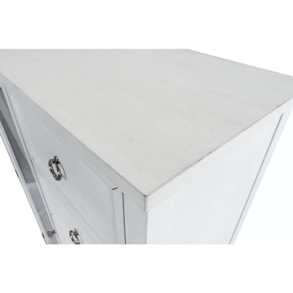 Point Breeze Mirrored Door Chest Fresh White Finish with Soft Grey Glaze