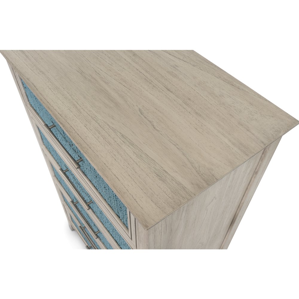 Ocean Isles 5 Drawer Woven Chest Ocean Blue and Aged Ivory Finish