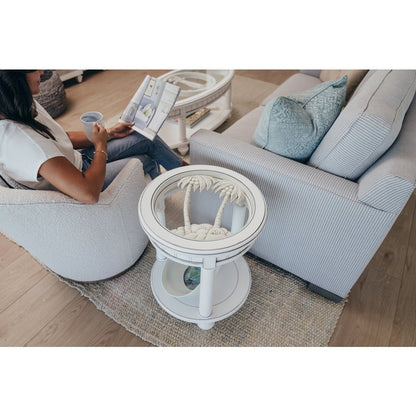 Monaco Round End Table with Pelican Insert, White
