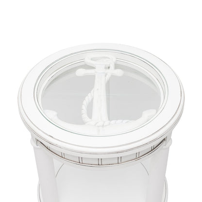 Monaco Round End Table with Pelican Insert, White