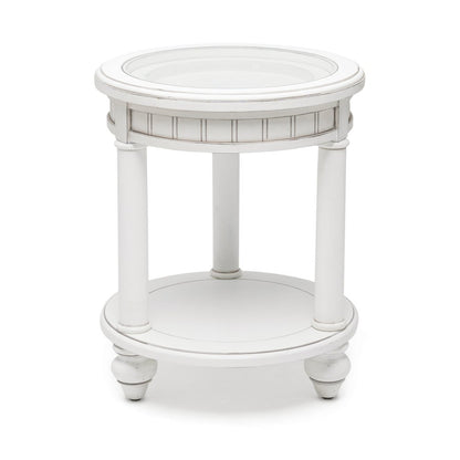 Monaco Round End Table with Pelican Insert, White
