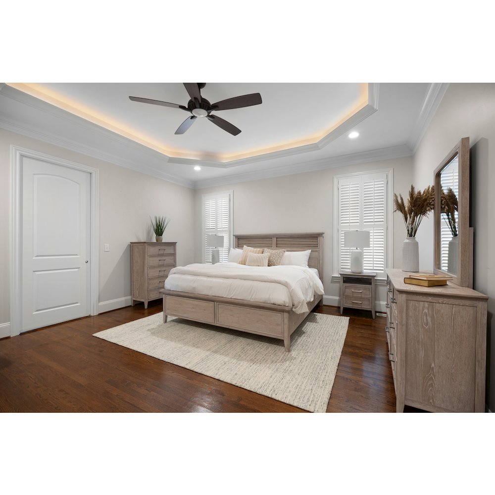 Cape May Queen Bed Solid Wood Coastal Charm Glazed Driftwood Finish