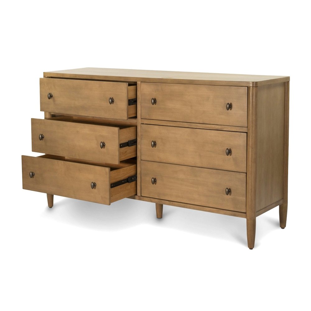 Chatham 6 Drawer Dresser. Warm Maple Finish