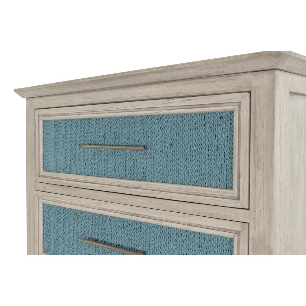 Ocean Isles 5 Drawer Woven Chest Ocean Blue and Aged Ivory Finish