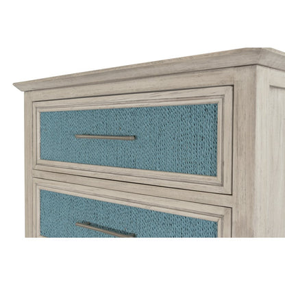 Ocean Isles 5 Drawer Woven Chest Ocean Blue and Aged Ivory Finish
