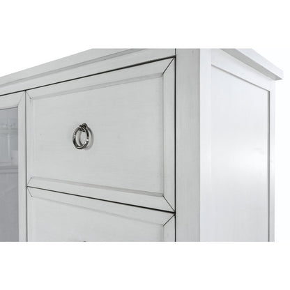 Point Breeze Mirrored Door Chest Fresh White Finish with Soft Grey Glaze