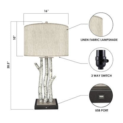 Birchwood Coastal Trio, 29.5" Whitewash Table Lamps (Set of 2, Coastal Style)