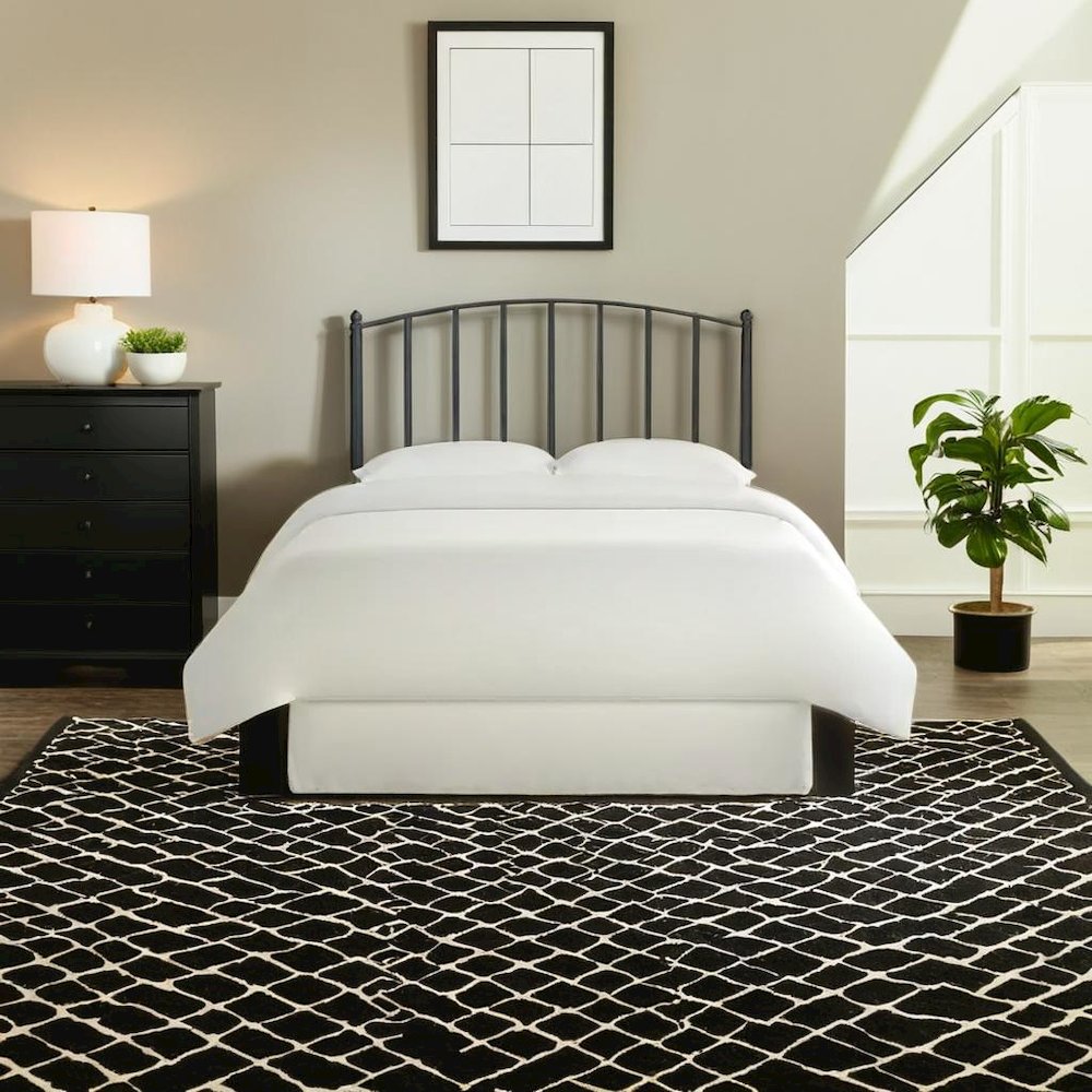 Stylish Black Steel Headboard Featuring Modern Farmhouse Design for King Beds