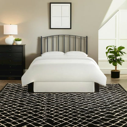 Stylish Black Steel Headboard Featuring Modern Farmhouse Design for King Beds