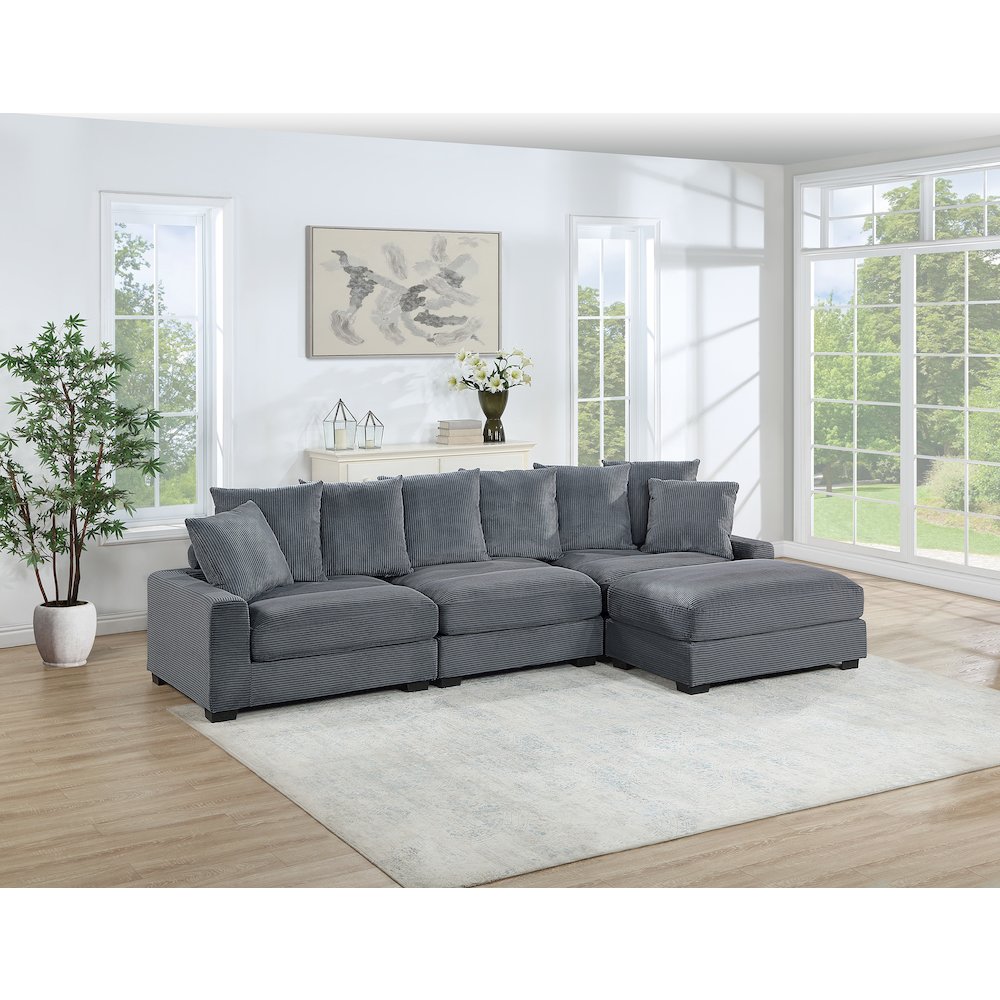 4-Pcs Dark Gray Corduroy Modular Set