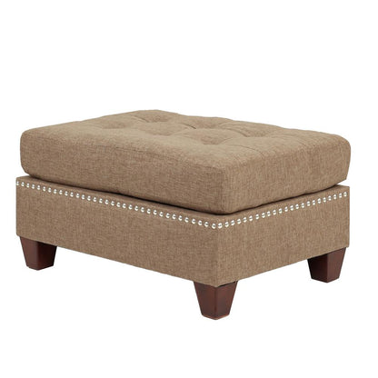 Poundex 3 Piece Fabric Sectional Set with Ottoman in Coffee, 104" W x 75" D x 35" H, Package Weight 97