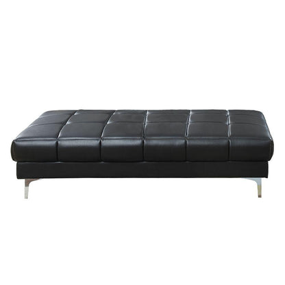 Tufted Faux Leather Cocktail Ottoman in Black Color