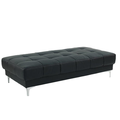 Tufted Faux Leather Cocktail Ottoman in Black Color