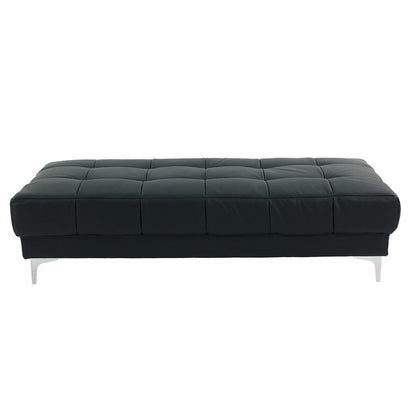 Tufted Faux Leather Cocktail Ottoman in Black Color