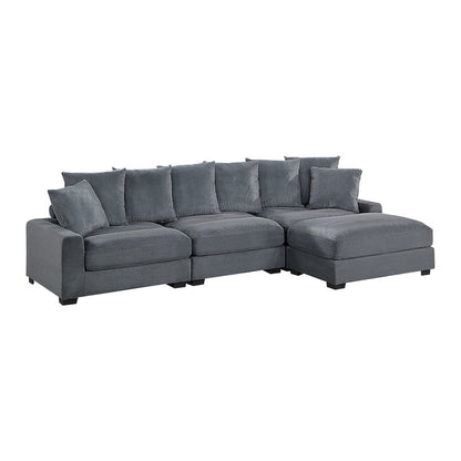 4-Pcs Dark Gray Corduroy Modular Set