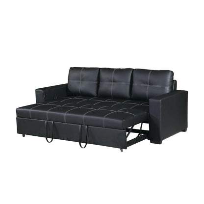 Furniture Faux Leather Convertible  Sofa  in  Black