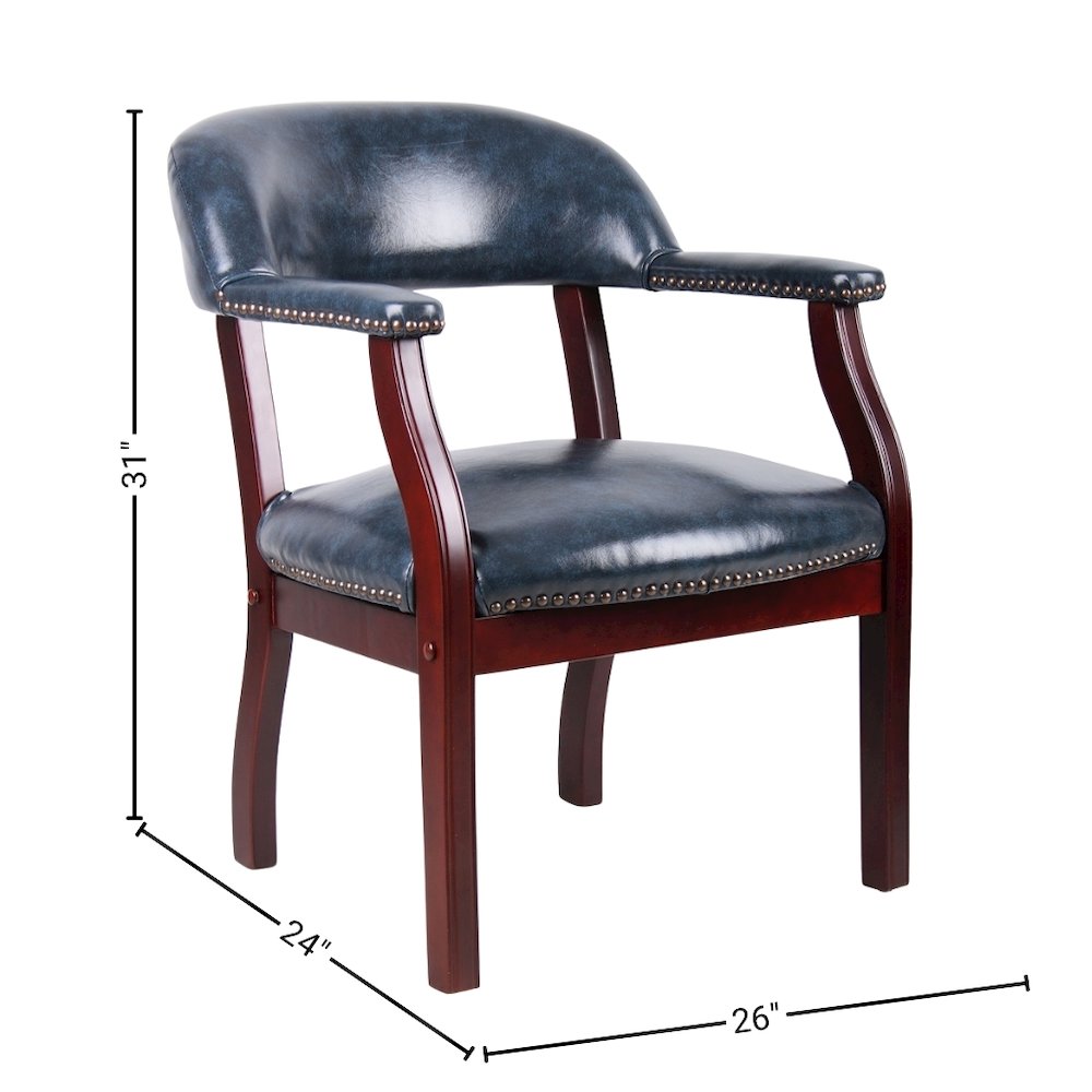 Blue Captains Chair for Office Furniture or Poker Room, No Wheels Design
