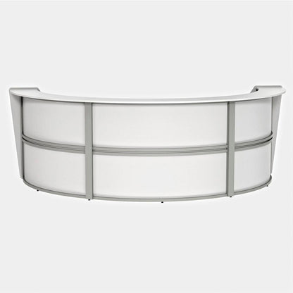 Linea Italia 3-Unit Curved Reception Desk - 11.9 ft x 71" x 46" - Material: Thermofused Laminate (TFL) - Finish: White