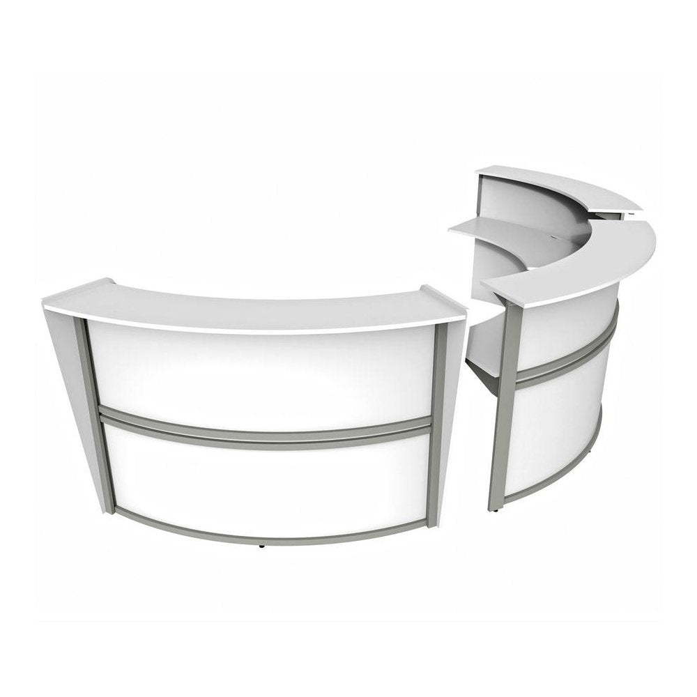 Linea Italia 3-Unit Curved Reception Desk - 11.9 ft x 71" x 46" - Material: Thermofused Laminate (TFL) - Finish: White