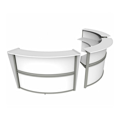 Linea Italia 3-Unit Curved Reception Desk - 11.9 ft x 71" x 46" - Material: Thermofused Laminate (TFL) - Finish: White