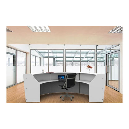 Linea Italia 3-Unit Curved Reception Desk - 11.9 ft x 71" x 46" - Material: Thermofused Laminate (TFL) - Finish: White