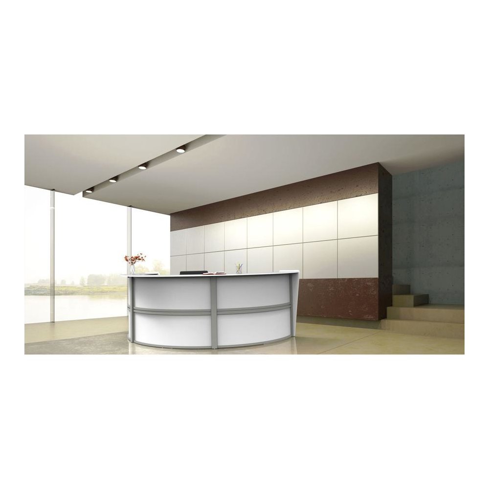 Linea Italia 3-Unit Curved Reception Desk - 11.9 ft x 71" x 46" - Material: Thermofused Laminate (TFL) - Finish: White