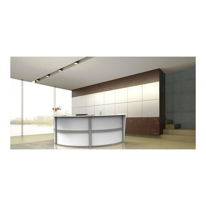 Linea Italia 3-Unit Curved Reception Desk - 11.9 ft x 71" x 46" - Material: Thermofused Laminate (TFL) - Finish: White