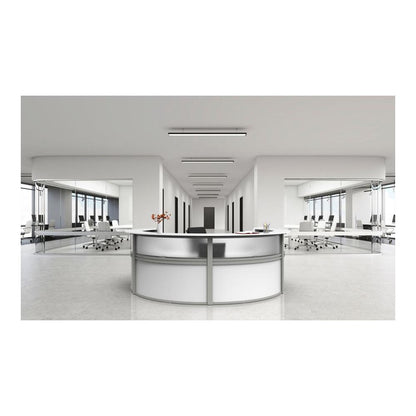 Linea Italia 4-Unit Curved Reception Desk - 11.8 ft x 107" x 46" - Material: Thermofused Laminate (TFL) - Finish: White, Clear