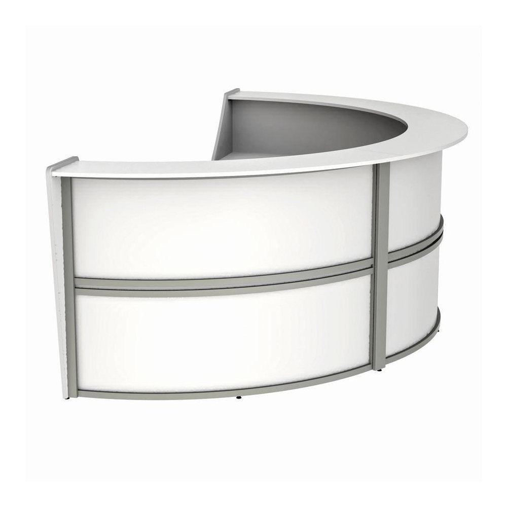 Linea Italia 3-Unit Curved Reception Desk - 11.9 ft x 71" x 46" - Material: Thermofused Laminate (TFL) - Finish: White