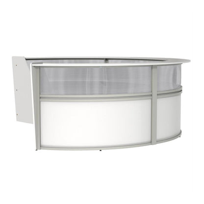 Linea Italia 4-Unit Curved Reception Desk - 11.8 ft x 107" x 46" - Material: Thermofused Laminate (TFL) - Finish: White, Clear